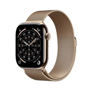 Apple Watch Series 11 GPS + Cellular 42mm Gold Titanium Case with Gold Milanese Loop