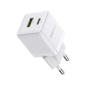 Baseus Usb-A+ Usb-C 20W Palm Hızlı Ev Şarj Adaptörü - Beyaz