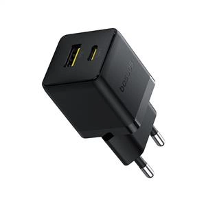 Baseus Usb-A + Usb-C 20W Palm Hızlı Ev Şarj Adaptörü - Siyah