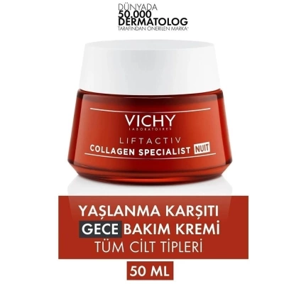 Vichy Liftactiv Collagen Specialist Yaşlanma Belirtilerini Azaltan Gece Bakım Kremi 50ml