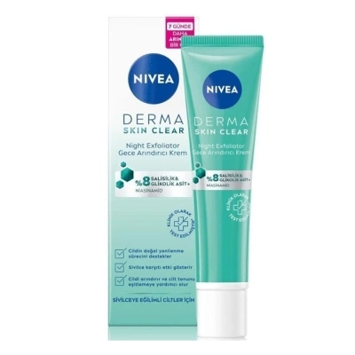 Nivea Derma Skin Clear Night Exfoliator Gece Arındırıcı Krem 40ml