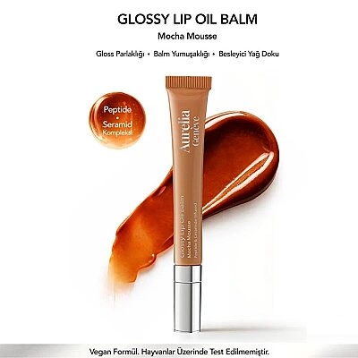 Aurelia Geneve Peptit & Seramid İçerikli Parlak Dudak Yağı Balmı – Mocha Mousse